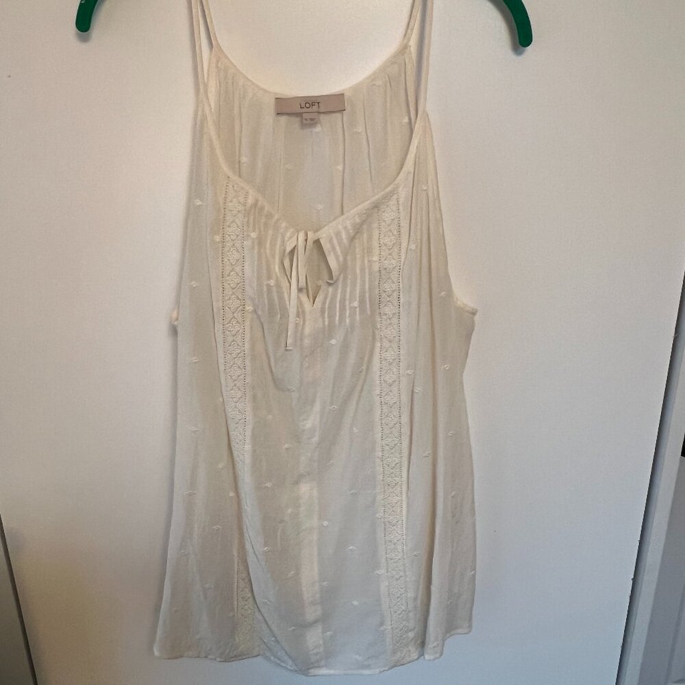 Loft Cream Detailed Strap Blouse; Size XL